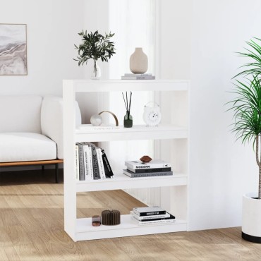 vidaXL Βιβλιοθήκη/Διαχωριστικό Χώρου Λευκή 80x30x103,5cm Μασίφ Πεύκο 1 τεμ.