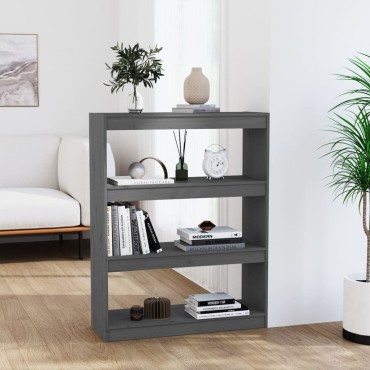 vidaXL Βιβλιοθήκη/Διαχωριστικό Χώρου Γκρι 80x30x103,5cm Μασίφ Πεύκο 1 τεμ.