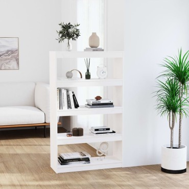 vidaXL Βιβλιοθήκη/Διαχωριστικό Χώρου Λευκή 80x30x135,5cm Μασίφ Πεύκο 1 τεμ.