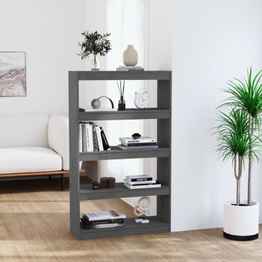 vidaXL Βιβλιοθήκη/Διαχωριστικό Χώρου Γκρι 80x30x135,5cm Μασίφ Πεύκο 1 τεμ.