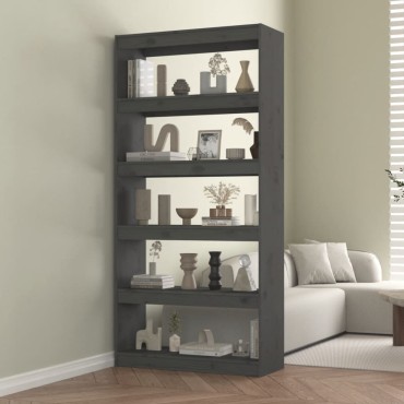 vidaXL Βιβλιοθήκη/Διαχωριστικό Χώρου Γκρι 80x30x167,4cm Μασίφ Πεύκο 1 τεμ.