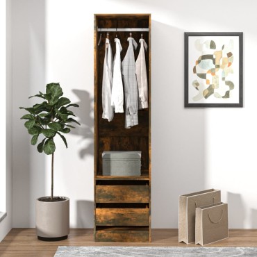 vidaXL Ντουλάπα με Συρτάρια Καπνιστή Δρυς 50x50x200cm Επεξεργ. Ξύλο 1 τεμ.