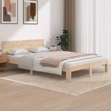 vidaXL Πλαίσιο Κρεβατιού 140x200cm από Μασίφ Ξύλο Πεύκου 1 τεμ. - Διπλό
