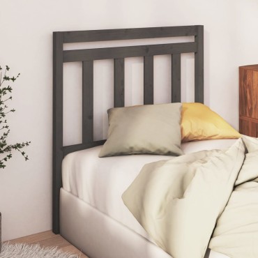 vidaXL Κεφαλάρι Κρεβατιού Γκρι 81x4x100cm από Μασίφ Ξύλο Πεύκου 1 τεμ.