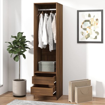 vidaXL Ντουλάπα με Συρτάρια Καφέ Δρυς 50x50x200cm Επεξεργασμένο Ξύλο 1 τεμ.