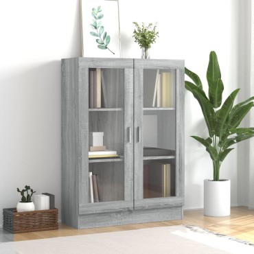 vidaXL Βιτρίνα Γκρι Sonoma 82,5x30,5x115cm Επεξεργασμένο Ξύλο 1 τεμ.
