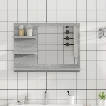 vidaXL Καθρέφτης Μπάνιου Γκρι Sonoma 60x10,5x45cm Επεξεργασμένο Ξύλο 1 τεμ.