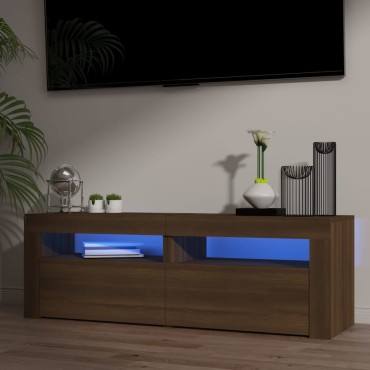 vidaXL Έπιπλο Τηλεόρασης με LED Καφέ Δρυς 120x35x40cm