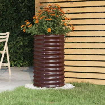 vidaXL Ζαρντινιέρα Καφέ 40x40x68 εκ. Ατσάλι με Ηλεκτρ. Βαφή Πούδρας