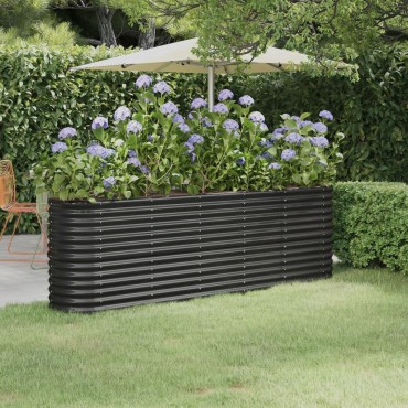 vidaXL Ζαρντινιέρα Ανθρακί 224x40x68 εκ Γαλβανισμένος χάλυβας