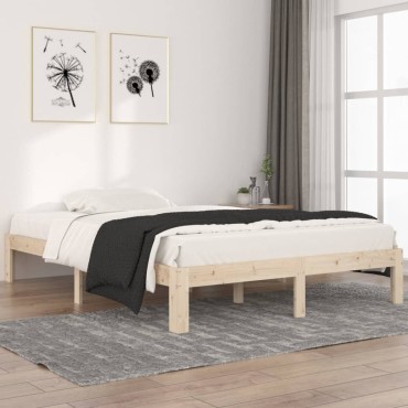 vidaXL Πλαίσιο Κρεβατιού 140x200cm από Μασίφ Ξύλο Πεύκου 1 τεμ. - Διπλό