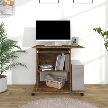 vidaXL Γραφείο Υπολογιστή Καπνιστή Δρυς 80x50x75cm από Επεξεργ. Ξύλο 1 τεμ.