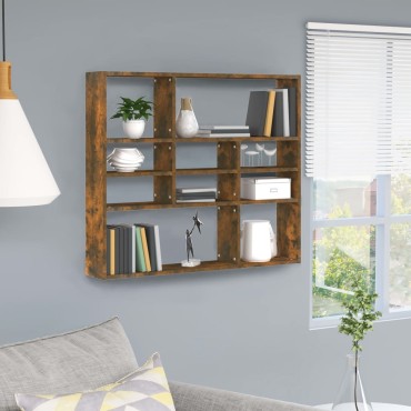 vidaXL Ραφιέρα Τοίχου Καπνιστή Δρυς 90x16x78cm Επεξεργασμένο Ξύλο 1 τεμ.