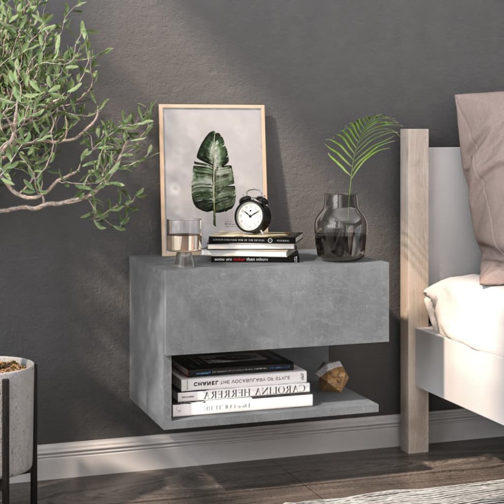 vidaXL Κομοδίνο Επιτοίχιο Γκρι Σκυροδέματος 46x29,5x30cm 1 τεμ.