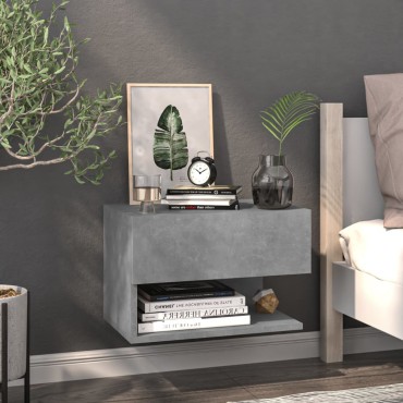 vidaXL Κομοδίνο Επιτοίχιο Γκρι Σκυροδέματος 46x29,5x30cm 1 τεμ.