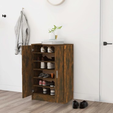 vidaXL Παπουτσοθήκη Καπνιστή Δρυς 60x35x92cm από Επεξεργασμένο Ξύλο