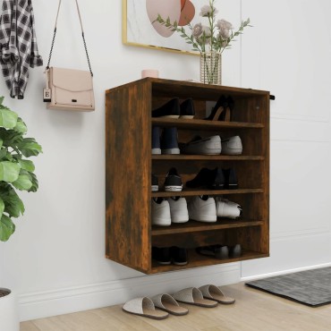 vidaXL Παπουτσοθήκη Καπνιστή Δρυς 60x35x70cm από Επεξεργασμένο Ξύλο