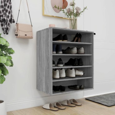 vidaXL Παπουτσοθήκη Γκρι Sonoma 60x35x70cm από Επεξεργασμένο Ξύλο