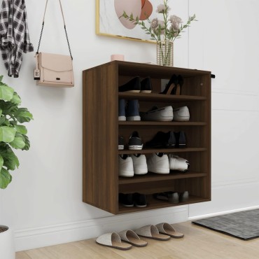 vidaXL Παπουτσοθήκη Καφέ Δρυς 60x35x70cm από Επεξεργασμένο Ξύλο