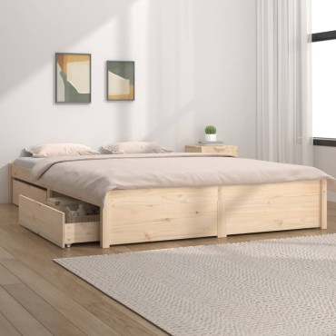 vidaXL Πλαίσιο Κρεβατιού Με Συρτάρια 140x190cm 1 τεμ. - Μονό
