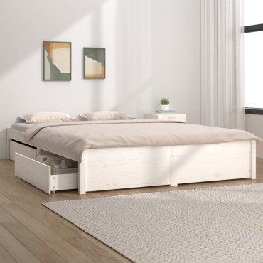 vidaXL Πλαίσιο Κρεβατιού με Συρτάρια Λευκό 120x200cm 1 τεμ. - Μονό