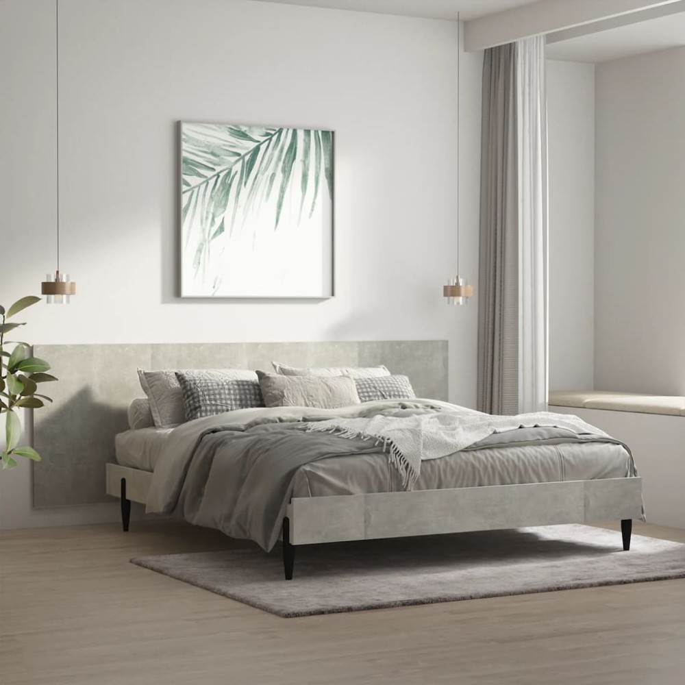 vidaXL Κεφαλάρι Κρεβατιού Γκρι Σκυροδέματος 240x1,5x80cm Επεξ. Ξύλο 1 τεμ.