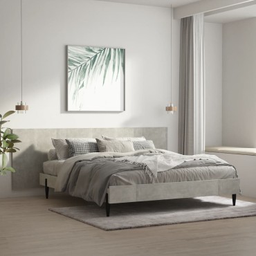 vidaXL Κεφαλάρι Κρεβατιού Γκρι Σκυροδέματος 240x1,5x80cm Επεξ. Ξύλο 1 τεμ.