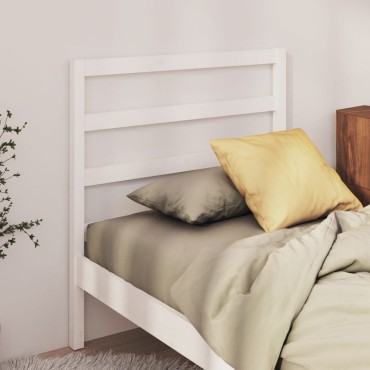 vidaXL Κεφαλάρι Κρεβατιού Λευκό 81x4x100cm από Μασίφ Ξύλο Πεύκου 1 τεμ.