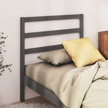 vidaXL Κεφαλάρι Kρεβατιού Γκρι 81x4x100cm από Μασίφ Ξύλο Πεύκου 1 τεμ.