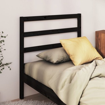 vidaXL Κεφαλάρι Κρεβατιού Μαύρο 106x4x100cm Μασίφ Ξύλο Πεύκου 1 τεμ.