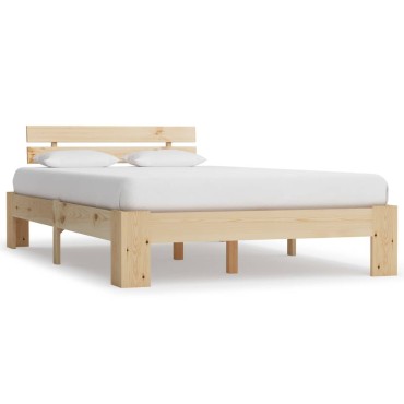 vidaXL Πλαίσιο Κρεβατιού 140x200cm από Μασίφ Ξύλο Πεύκου 1 τεμ. - Διπλό