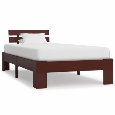 vidaXL Πλαίσιο Κρεβατιού Σκούρο Καφέ 100x200cm Μασίφ Ξύλο Πεύκου 1 τεμ. - Μονό