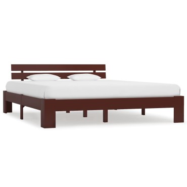 vidaXL Πλαίσιο Κρεβατιού Σκούρο Καφέ 160x200cm από Μασίφ Ξύλο Πεύκου 1 τεμ. - Διπλό