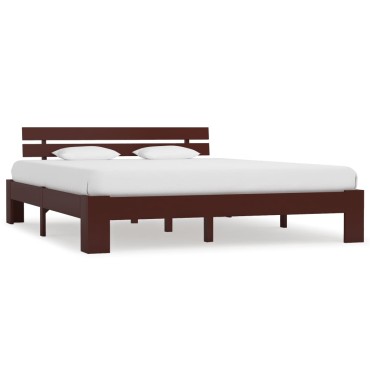 vidaXL Πλαίσιο Κρεβατιού Σκούρο Καφέ 180x200cm από Μασίφ Ξύλο Πεύκου 1 τεμ. - Διπλό