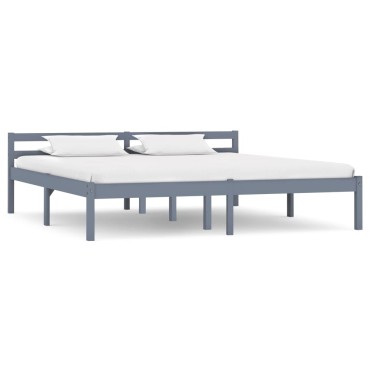 vidaXL Πλαίσιο Κρεβατιού Γκρι 160x200cm από Μασίφ Ξύλο Πεύκου 1 τεμ. - Διπλό