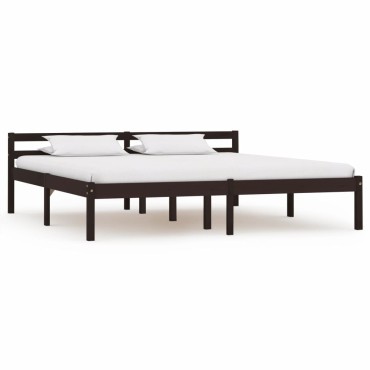 vidaXL Πλαίσιο Κρεβατιού Σκούρο Καφέ 160x200cm από Μασίφ Ξύλο Πεύκου 1 τεμ. - Διπλό