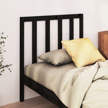 vidaXL Κεφαλάρι Κρεβατιού Μαύρο 106x4x100cm Μασίφ Ξύλο Πεύκου 1 τεμ.