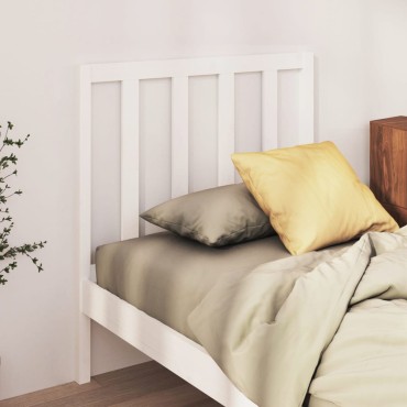 vidaXL Κεφαλάρι Κρεβατιού Λευκό 81x4x100cm από Μασίφ Ξύλο Πεύκου 1 τεμ.