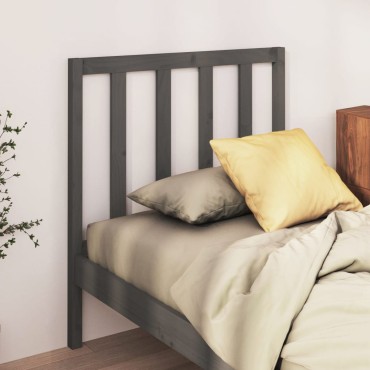 vidaXL Κεφαλάρι Κρεβατιού Γκρι 81x4x100cm από Μασίφ Ξύλο Πεύκου 1 τεμ.