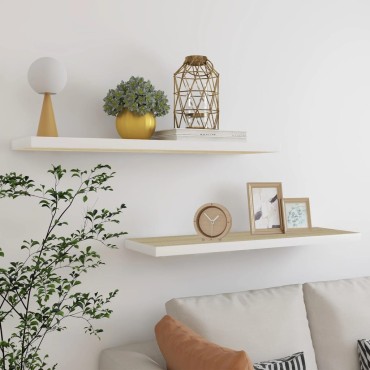 vidaXL Ράφια Τοίχου 2 τεμ. Δρυς / Λευκά 90x23,5x3,8cm από MDF