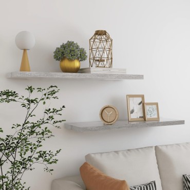 vidaXL Ράφια Τοίχου 2 τεμ. Γκρι Σκυροδέματος 90x23,5x3,8cm MDF