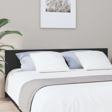 vidaXL Κεφαλάρι Κρεβατιού Μαύρο 200x1,5x80cm από Επεξεργασμένο Ξύλο 1 τεμ.
