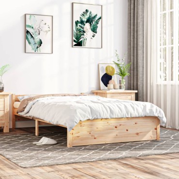 vidaXL Σκελετός Κρεβατιού Χωρίς Στρώμα 140x200cm Μασίφ Ξύλο 1 τεμ. - Διπλό