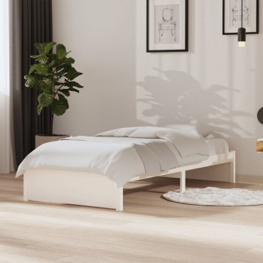 vidaXL Πλαίσιο Κρεβατιού Λευκό 90x190cm Μασίφ Ξύλο Single 1 τεμ. - Μονό
