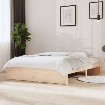 vidaXL Πλαίσιο Κρεβατιού 140x190cm από Μασίφ Ξύλο 1 τεμ. - Μονό
