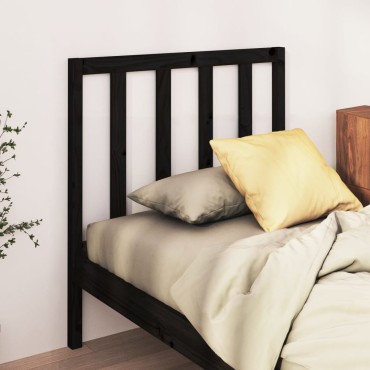 vidaXL Κεφαλάρι Κρεβατιού Μαύρο 106x4x100cm Μασίφ Ξύλο Πεύκου 1 τεμ.