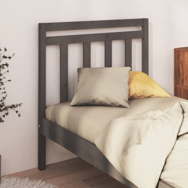 vidaXL Κεφαλάρι Κρεβατιού Γκρι 81x4x100cm από Μασίφ Ξύλο Πεύκου 1 τεμ.