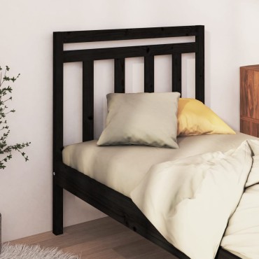 vidaXL Κεφαλάρι Κρεβατιού Μαύρο 81x4x100cm από Μασίφ Ξύλο Πεύκου 1 τεμ.