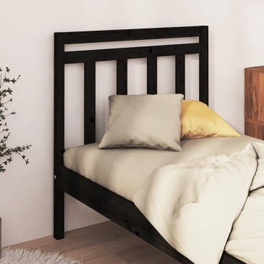 vidaXL Κεφαλάρι Κρεβατιού Μαύρο 96x4x100cm από Μασίφ Ξύλο Πεύκου 1 τεμ.
