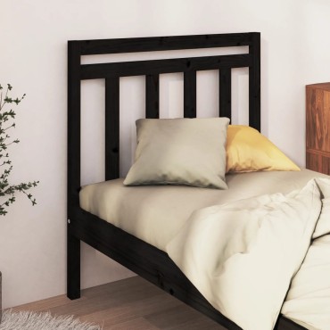 vidaXL Κεφαλάρι Κρεβατιού Μαύρο 106x4x100cm Μασίφ Ξύλο Πεύκου 1 τεμ.